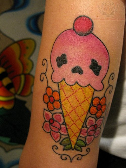 Flowers And Ice Cream Tattoo